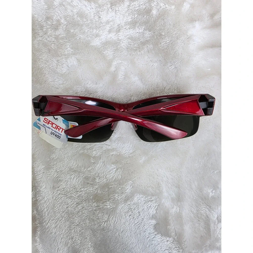 Sport Eyewear Polarized UV400‎ Sunglasses Red Frame Mirrored Lenses Men's